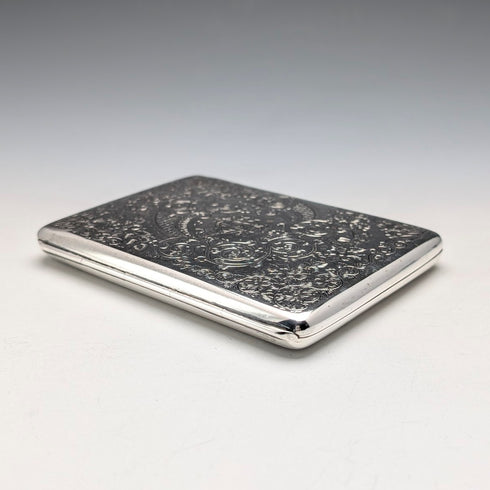 1896年 英国アンティーク 純銀製 両開き型カードケース 120g George Unite 極美品